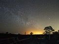 Night sky stars and milky way meteors observing