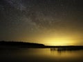 Night sky stars and milky way over lake