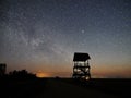 Night sky stars and milky way observing, Lyra constellation Royalty Free Stock Photo