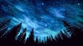 Night sky with stars and milky way over forest