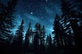 Night sky with stars and milky way over the forest. Nature background, AI Generated Royalty Free Stock Photo