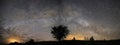 Night sky stars and milky way star and clouds panorama Royalty Free Stock Photo