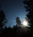 Moon light and Pleiades stars observing Royalty Free Stock Photo