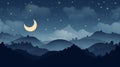 a night sky with stars and moon over a mountain range Royalty Free Stock Photo