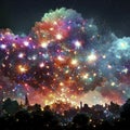 Night sky with stars and nebula. Colorful background. 3d rendering Generative AI Royalty Free Stock Photo