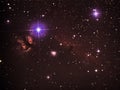 Night sky stars observig over telesocpe Orion constellation hours head and Flame nebulas