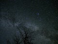 Universe and milky way stars Cygnus constellation on night sky Royalty Free Stock Photo