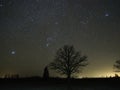 Night sky stars Orion constellation and clouds nightscape Royalty Free Stock Photo