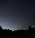 Night sky stars Orion and Taurus constellations observing