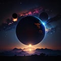 Night sky with stars and planets. Elements of this image furnished by NASA AI Generated