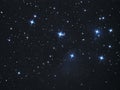 Stars in night sky Pleiades open cluster (M45) in Taurus constellation Royalty Free Stock Photo