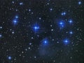 Night sky stars pleiades open star cluster M45 in Taurus constellation