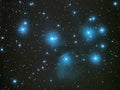 Night sky stars, Pleiades open star cluster M45 in Taurus constellation