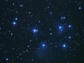 Night sky stars, Pleiades open cluster M45 in Taurus constellation Royalty Free Stock Photo