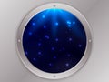 Night sky with stars from the porthole. Vector stock Illustration for poster