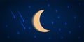 Night sky with stars. Shooting star from the sky. The moon and the stars Royalty Free Stock Photo