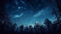 Night sky with stars and silhouettes of trees. Royalty Free Stock Photo