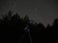 Night sky stars and Pleiades strar cluster observing Royalty Free Stock Photo