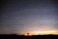 Night sky strars observing over field