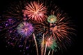 Explosive beauty as vibrant bursts of fireworks. Generative AI