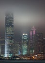 Night skyline centered around International Finance Center, Hong Kong Island, China Royalty Free Stock Photo