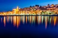 Night skyline of colorful village Menton in Provence Royalty Free Stock Photo