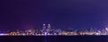 Night Skyline of Dnipropetrovsk and river Dnipro, Ukraine Royalty Free Stock Photo