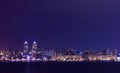 Night Skyline of Dnipropetrovsk and river Dnipro, Ukraine Royalty Free Stock Photo