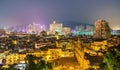 Night skyline of Macau with Ruins of St. Paul Church. China Royalty Free Stock Photo