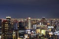 Night skyline of Osaka city. Umeda Sky Building in Japan. Royalty Free Stock Photo