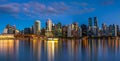 Night skyline of Vancouver downtown from Stanley Park Royalty Free Stock Photo