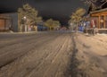 Night Snowfall on Canmore Main Street Royalty Free Stock Photo