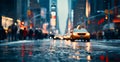 Night snowy Christmas American city New York, New Year holiday, blurred background - AI generated image Royalty Free Stock Photo