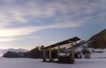 Night snowy scene in Tuhinj valley, Slovenia