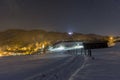 Night snowy scene in Tuhinj valley, Slovenia