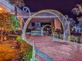 Night Soho Square decorated with Christmas illuminations in Sharm El Sheikh