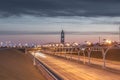 The night speedway in the city of St. Petersburg in the white nights Royalty Free Stock Photo