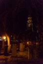 Night at St. Cuthbert cemetery in Edinburgh