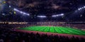 Night stadium arena Football field championship win.blue toning Royalty Free Stock Photo