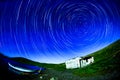 Night Star trail Panaroma in Lake Royalty Free Stock Photo