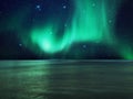 night starry sky   aurora borealis blue green clouds splash and  cosmic universe  nature landscape Royalty Free Stock Photo