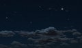 Night starry sky and clouds. Moonlight dark background and stars in the sky Royalty Free Stock Photo