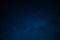 Night starry sky. Milky Way. Many stars twinkle in the dark blue sky. Minimalism. There are no people in the photo. Background.