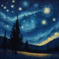 Night starry sky with stars. Watercolor painting. AI Generated