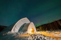 Night starry view of a ice dome in Chena Hot Springs Resort Royalty Free Stock Photo