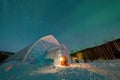 Night starry view of a ice dome in Chena Hot Springs Resort Royalty Free Stock Photo