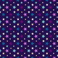 Night Stars Multi-Colored Background. Bright Gift Wrapping Festive Paper. Seamless Colorful Vector Pattern Royalty Free Stock Photo