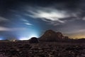 Night stars sky mountain silhouette desert landscape nature. Royalty Free Stock Photo