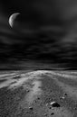Night stony desert. Royalty Free Stock Photo