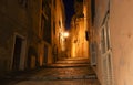 Night street of Corsican city Bastia, Corsica island, France.